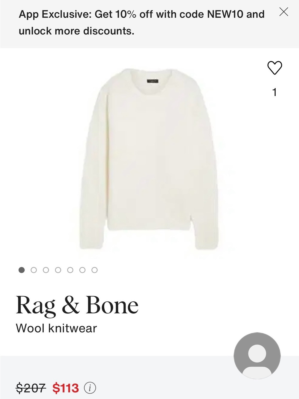 rag & bone Cream Crewneck Wool Sweater